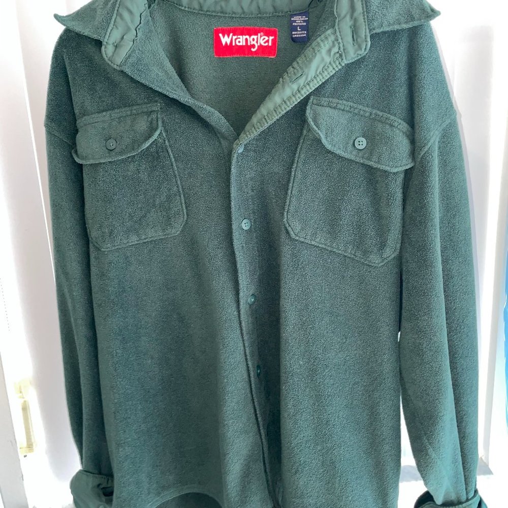 Wrangler Green Fleece Button Up Jacket Mens Size L